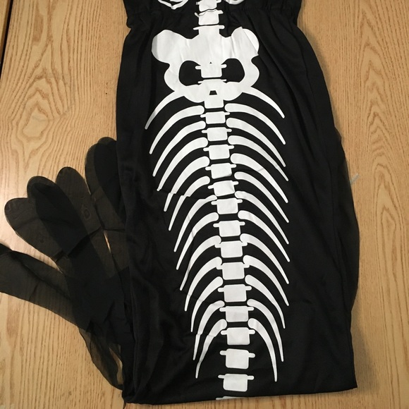 New 1pc Girls Skeleton Dress Halloween Costume One Size Fits Ages 6-8 - Picture 8 of 9